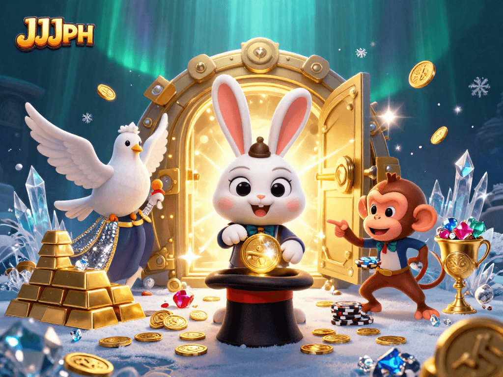 Pumili ng mga panalo sa JJJPH habang ang 3D cartoon magician rabbit ay humahagis ng mga ginto mula sa isang sumisikat na sumbrero.