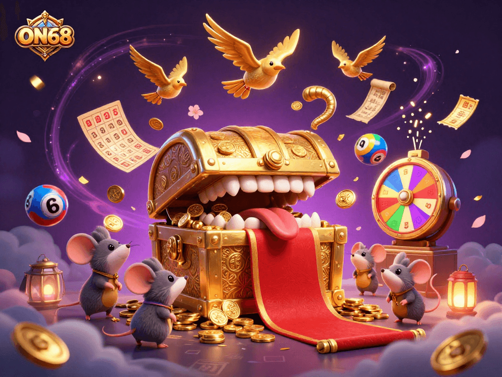 Experience the thrill of winning at ON68 with exciting lottery games, vibrant visuals, and rich 3D illustrations.