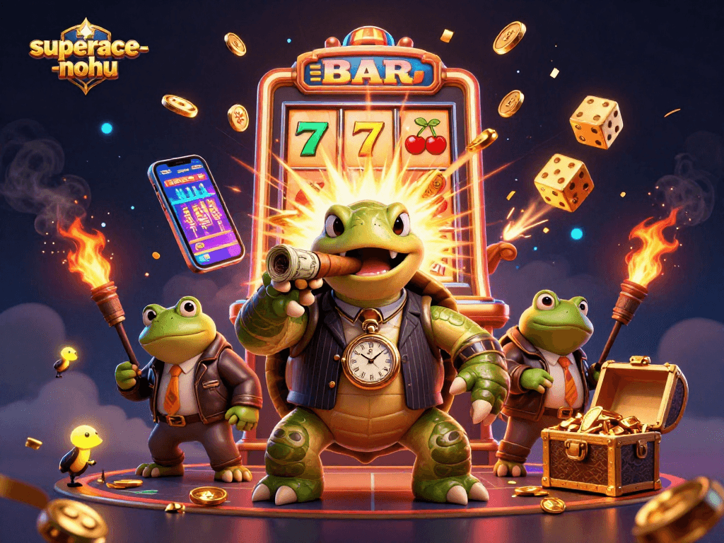 Engage in superace-nohu gameplay with vibrant 3D characters and dynamic casino elements.