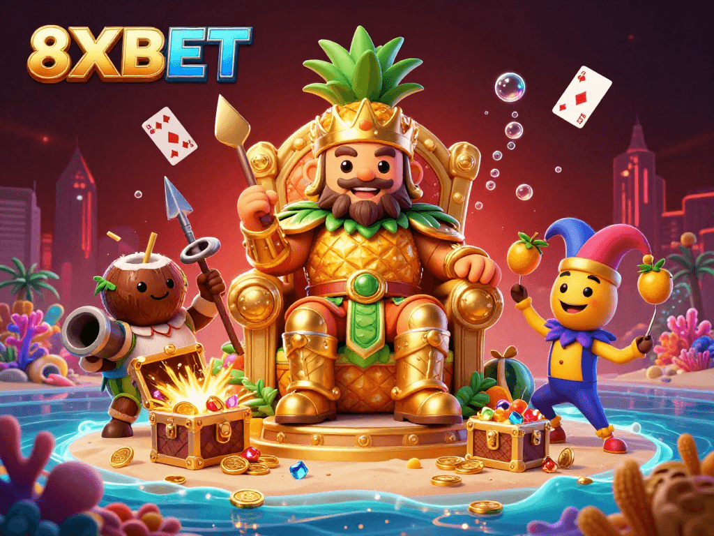 Experience the excitement of winning at 8XBET with its vibrant casino scene featuring engaging characters and rich gameplay elements.