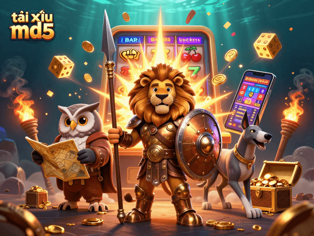 Engage in exciting gameplay with tài xỉu md5 featuring dynamic characters and vibrant casino elements.