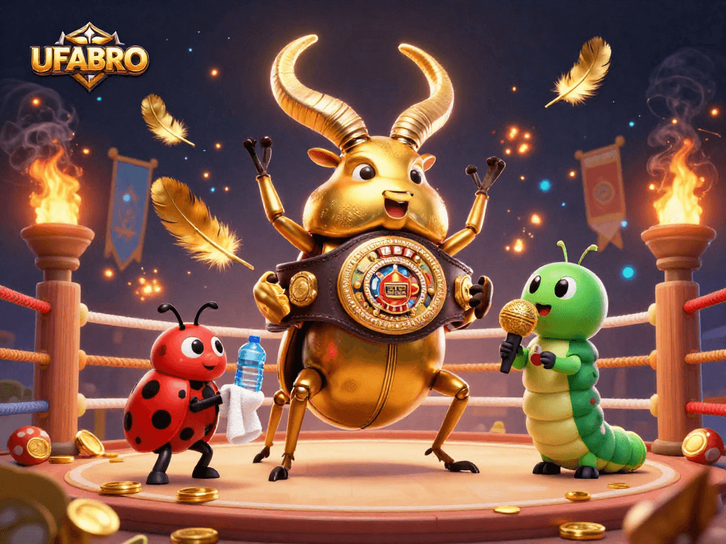 Bet on UFABRO: Watch the giant golden stag beetle in a thrilling sports betting showdown!