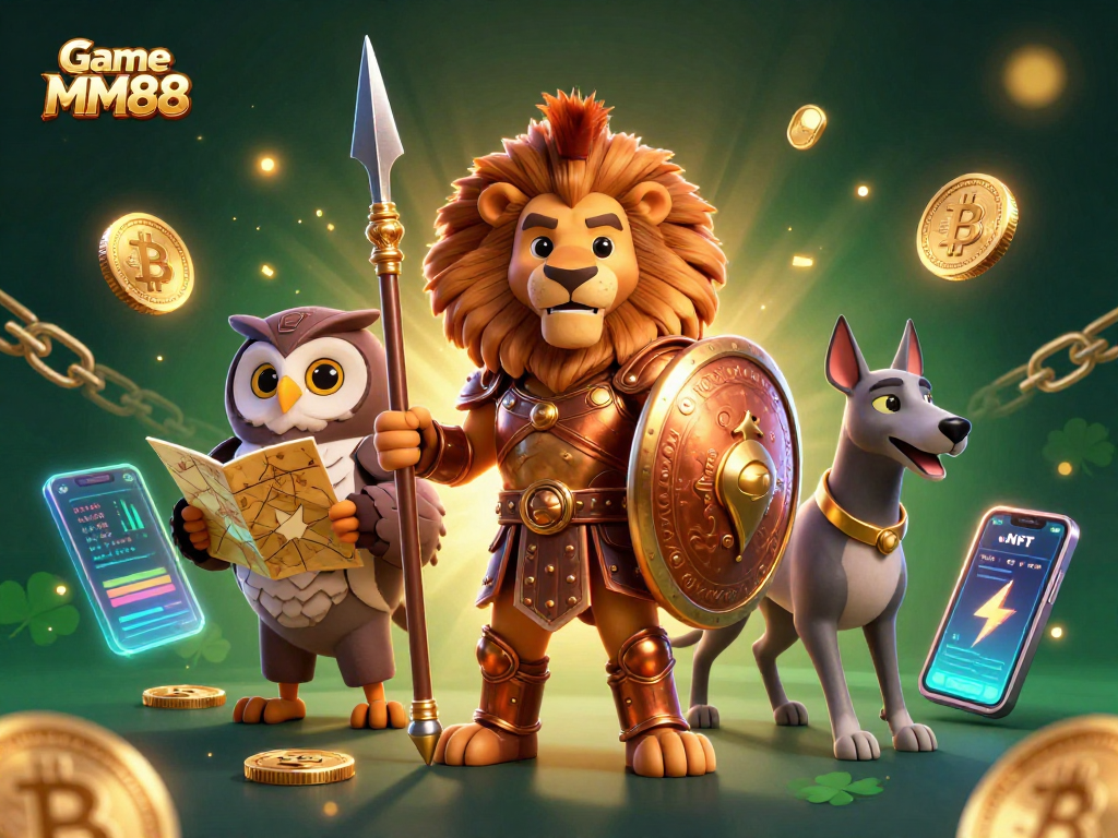 Experience the thrill of Game MM88 with a vibrant, 3D cartoon illustration showcasing gaming elements and characters.