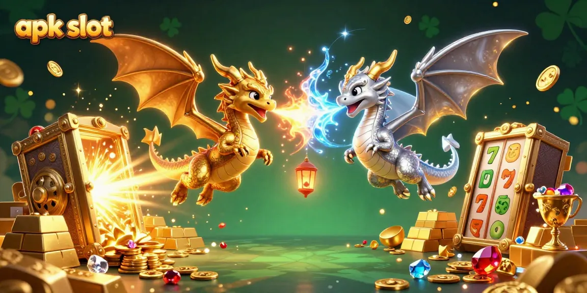 Menggali kekayaan dengan apk slot saat naga emas dan perak berlatih bertempur di udara.