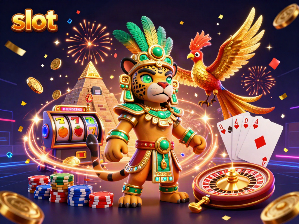 Engage with thrilling slot action featuring vibrant characters and cascading coins in a casino setting.