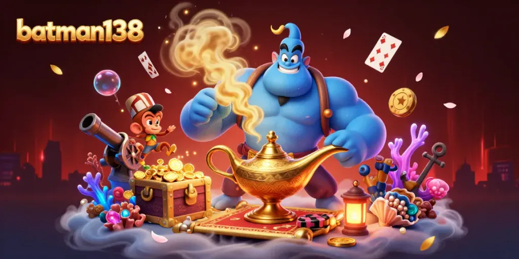 Win big at batman138 with a magical casino adventure featuring a genie and treasure.