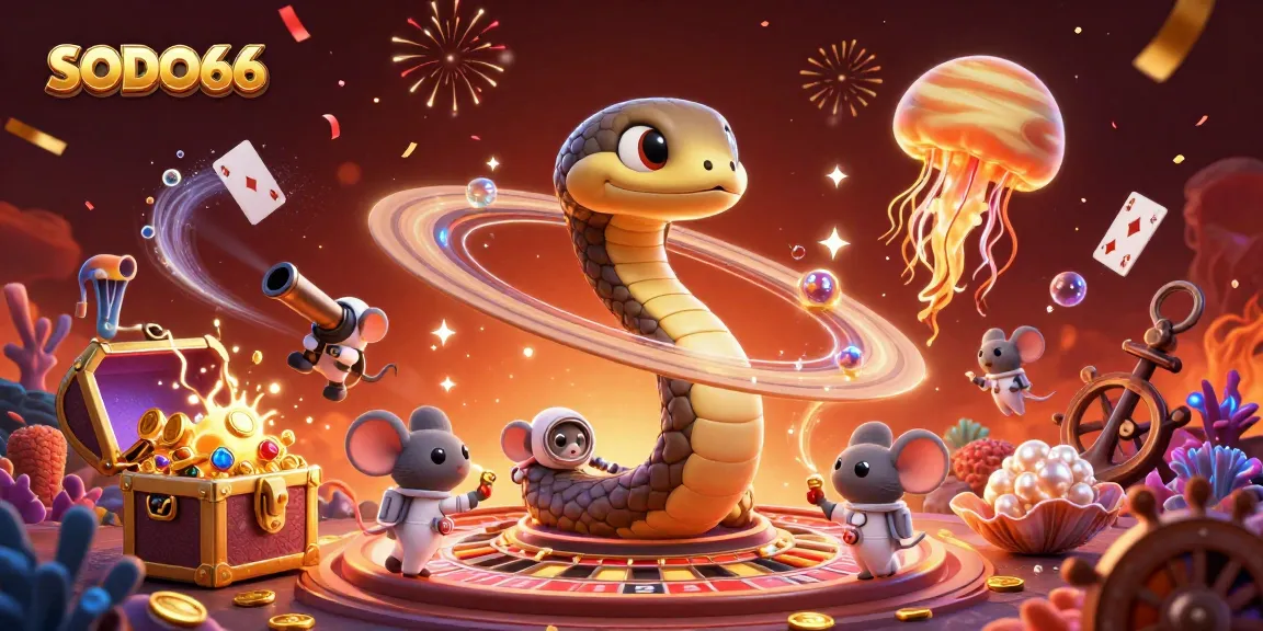 Betting on cosmic roulette with SODO66's vibrant 3D casino scene featuring astronauts and more.