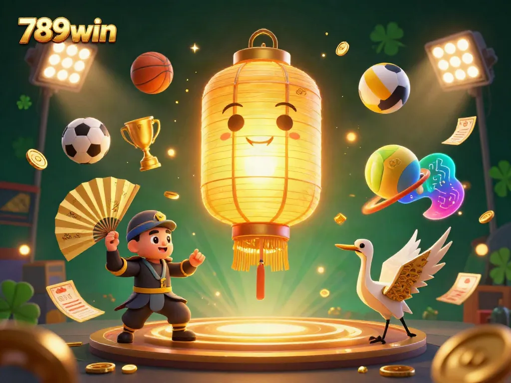 Experience thrilling gaming with 789win, featuring dynamic sports and casino elements illuminated in a vibrant scene.