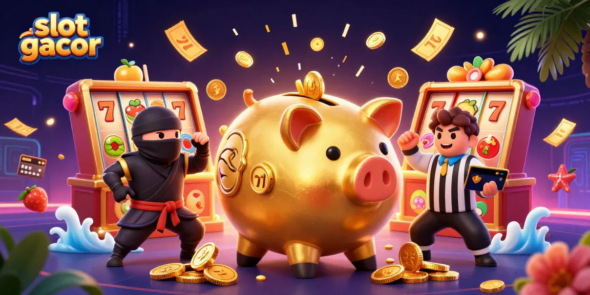 Permainan slot gacor yang menarik dengan karakter unik dalam ilustrasi kasino.