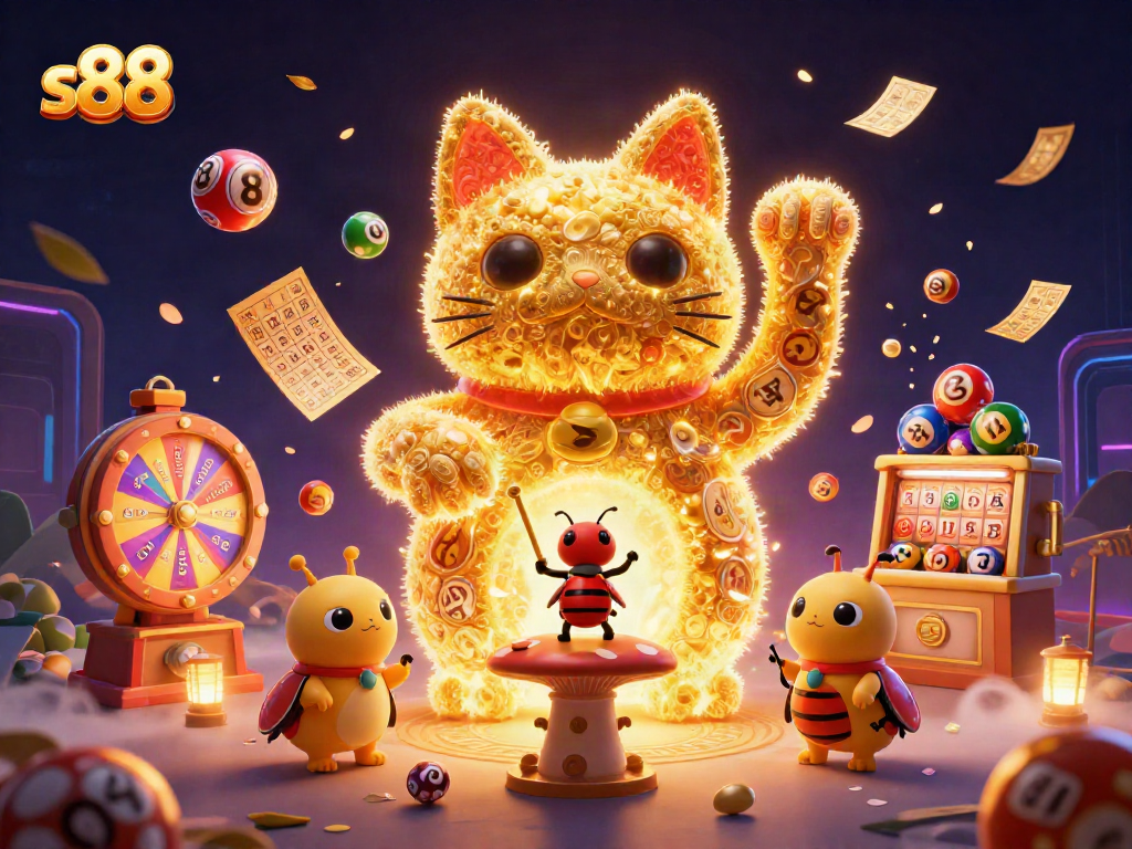 Experience thrilling gameplay with s88's vibrant lucky cat and dynamic casino visuals.