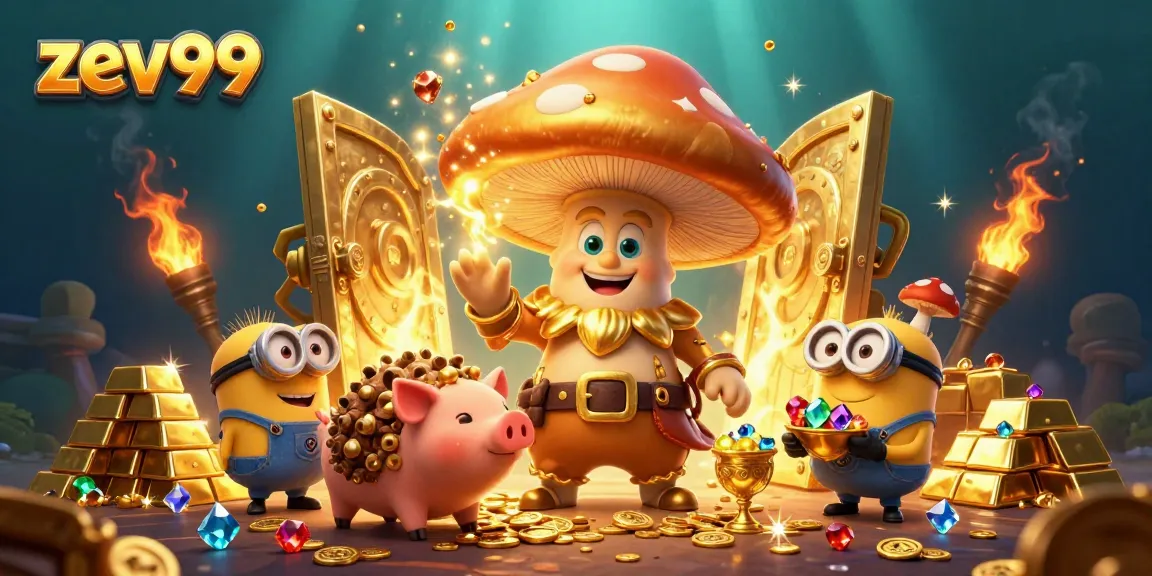 Zev99 promotes thrill with a magical casino scene filled with gold dimensions and treasures.