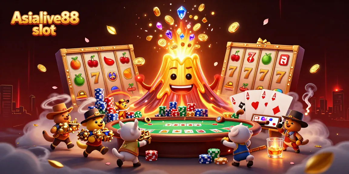 Experience the thrill of the Asialive88 slot with golden volcano, treasure, and engaging game elements!