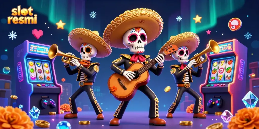 Bermain slot gacor yang menarik di platform slot resmi dengan karakter mariachi yang hidup dan permainan arcade.