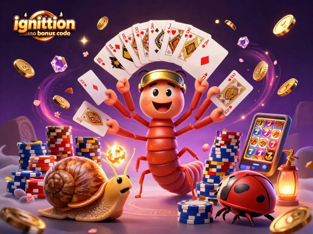 Spin to win with the ignition casino bonus code in a thrilling 3D casino scene featuring vibrant characters.