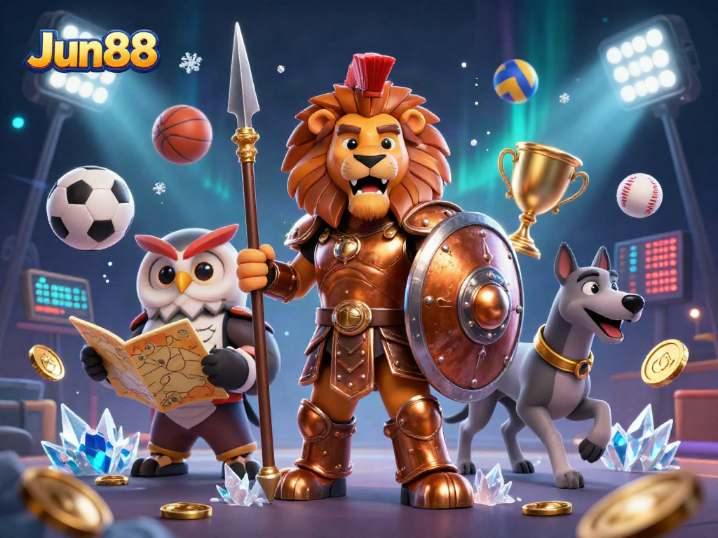 Engage in thrilling sports betting at Jun88 with dynamic action from our vibrant 3D illustration.