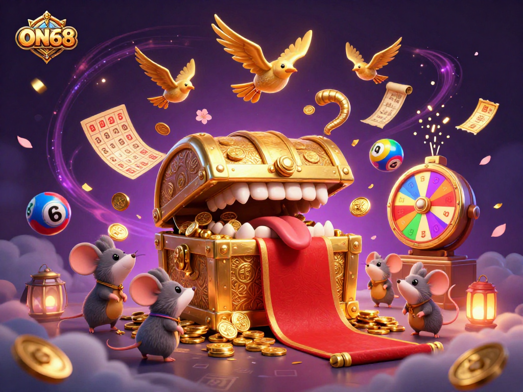 Experience the thrill of winning at ON68 with exciting lottery games, vibrant visuals, and rich 3D illustrations.