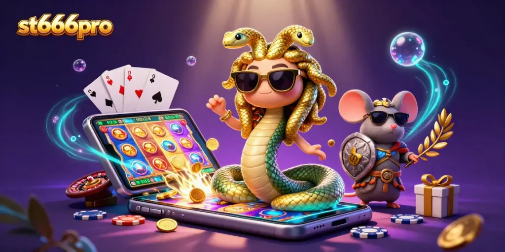 Engage with thrilling games at st666pro while enjoying a dynamic 3D illustration of casino excitement.