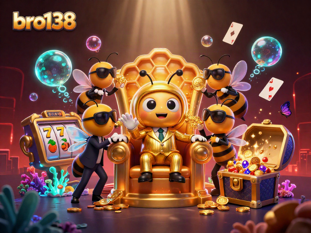 Spin to win at bro138 with the bumblebee mob boss in an action-packed casino scene!