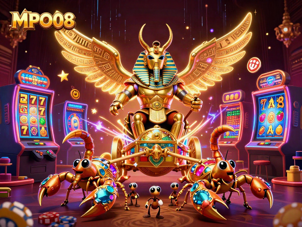 Experience the excitement of MPO08 with vibrant casino elements radiating energy and action.