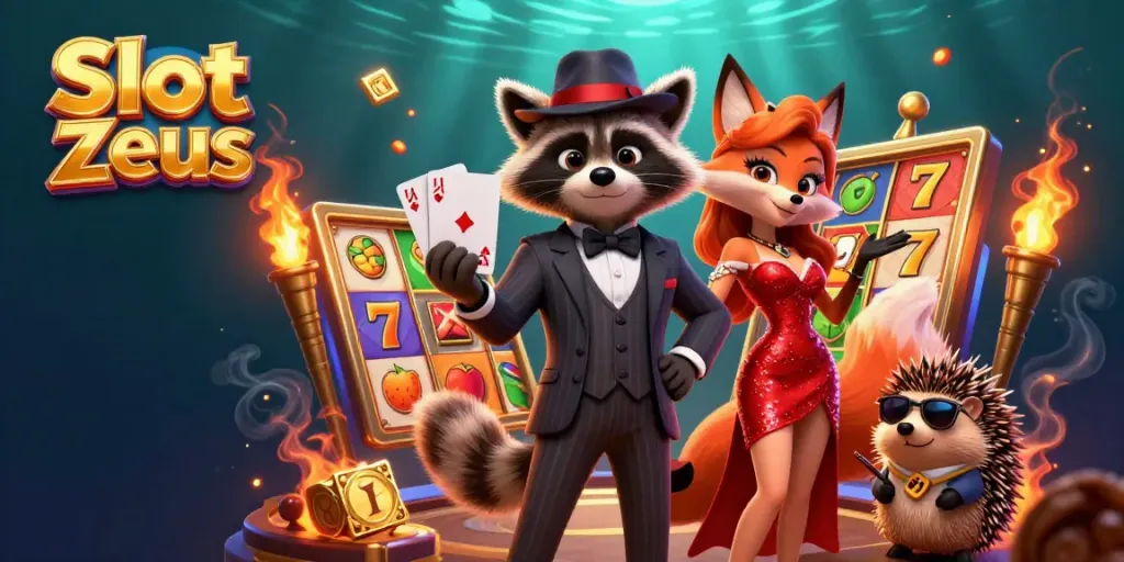 Slot Zeus menghidupkan suasana dengan karakter kartun gemerlap dan elemen slot yang berkilau.