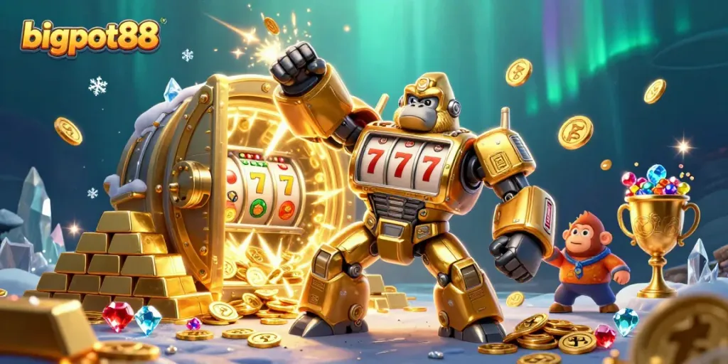Menangkan jackpot menarik di bigpot88 bersama gorila emas dan harta karun!