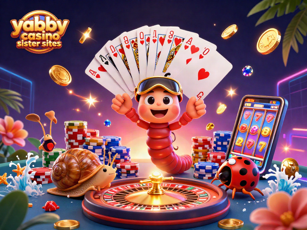 Experience the excitement of yabby casino sister sites with a vibrant 3D illustration of casino fun.
