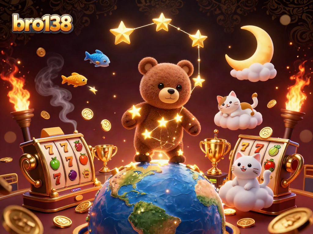Engage with bro138's thrilling slots under a constellation bear's charm, bringing luck and fun!