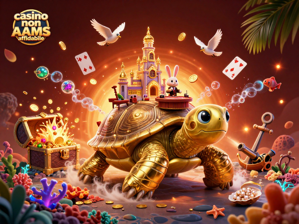 Gioca al casino non AAMS affidabile con un'atmosfera magica e colorata dominata da una tartaruga dorata.