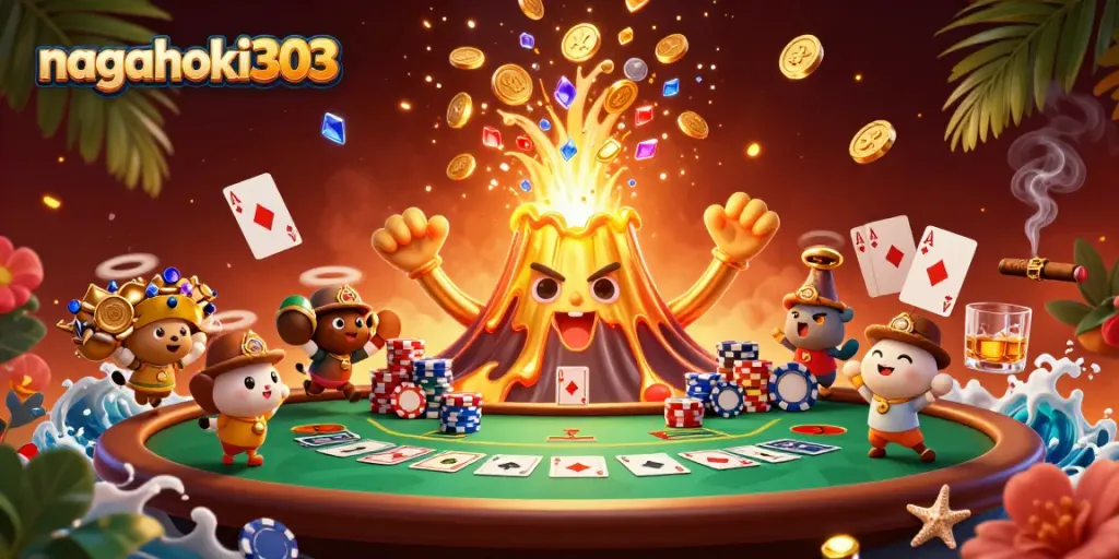 Permainan slot di nagahoki303 dengan gunung emas meletus dan hewan kecil membawa harta karun