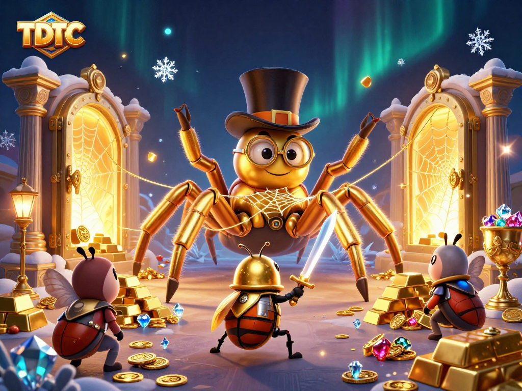 Engage with TDTC in a magical casino scene showcasing rich treasures and lively characters.