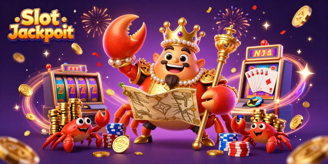 Experience exciting Slot Jackpot wins with a vibrant crab emperor and treasure scene