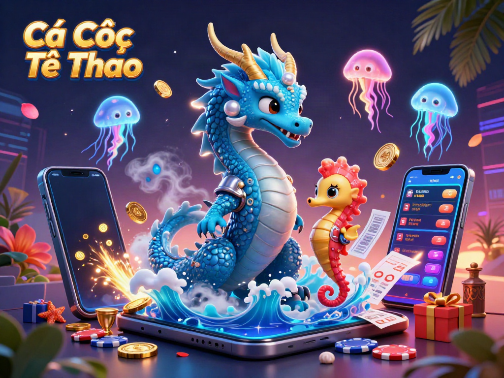 Engage in Cá Cược Thể Thao with vibrant characters and dynamic betting elements in a colorful scene.