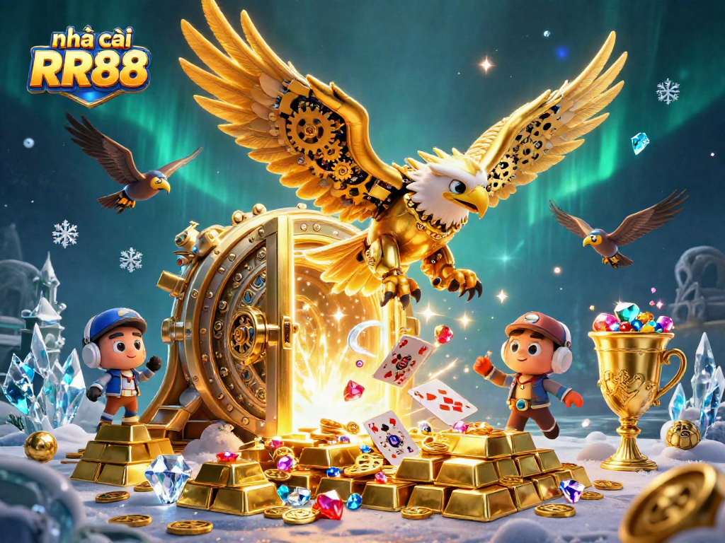 Experience the excitement of nhà cái RR88 with a vibrant 3D illustration showcasing thrilling gaming elements.