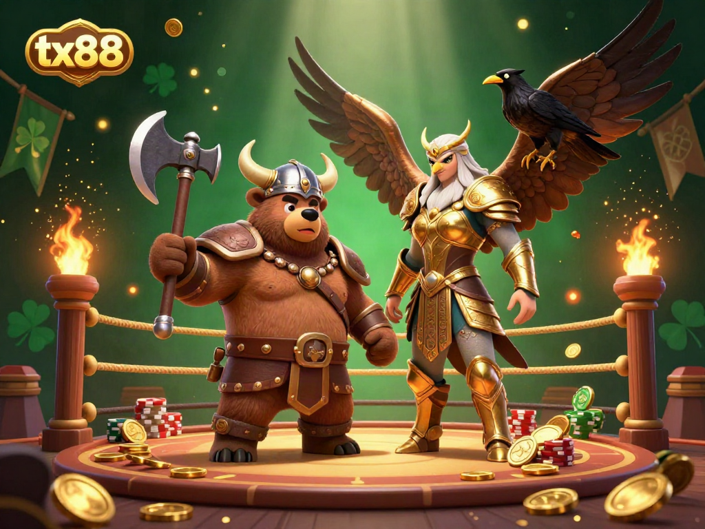 Watch the Viking berserker bear and Valkyrie eagle unite in an action-packed casino arena at tx88.