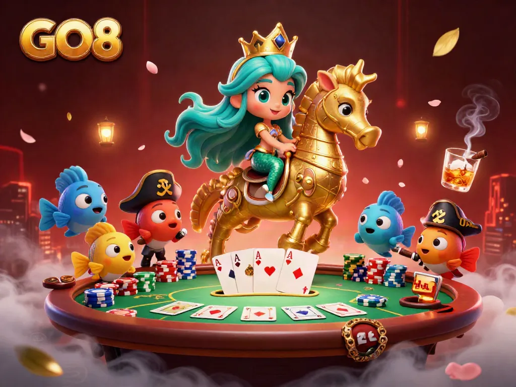 Engage with GO8's thrilling gambling realm alongside a majestic mermaid princess.