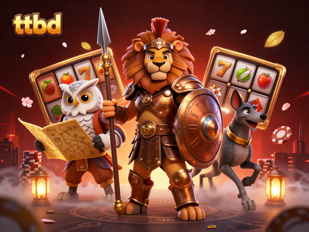 Experience thrilling gameplay with ttbd as a Spartan lion, owl strategist, and greyhound messenger join in a dynamic casino scene.