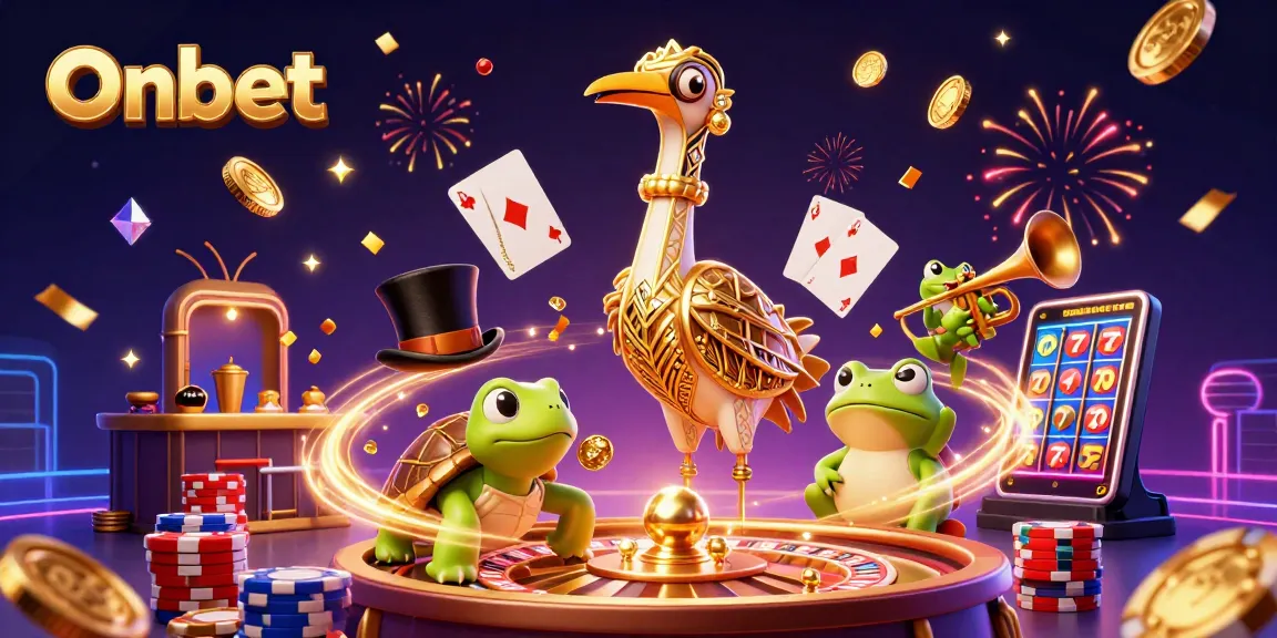 Engage with Onbet through exciting casino games featuring vibrant 3D characters and dazzling gems.