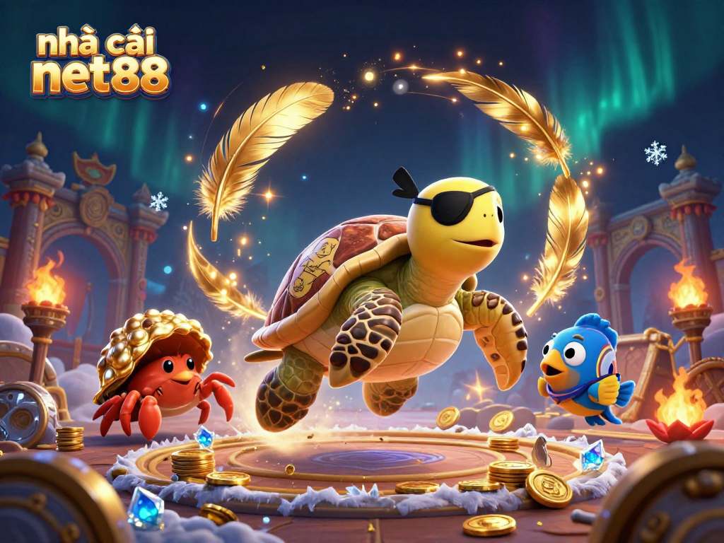 Experience thrilling gameplay at nhà cái net88 with a dynamic 3D cartoon illustration showcasing vibrant casino elements.
