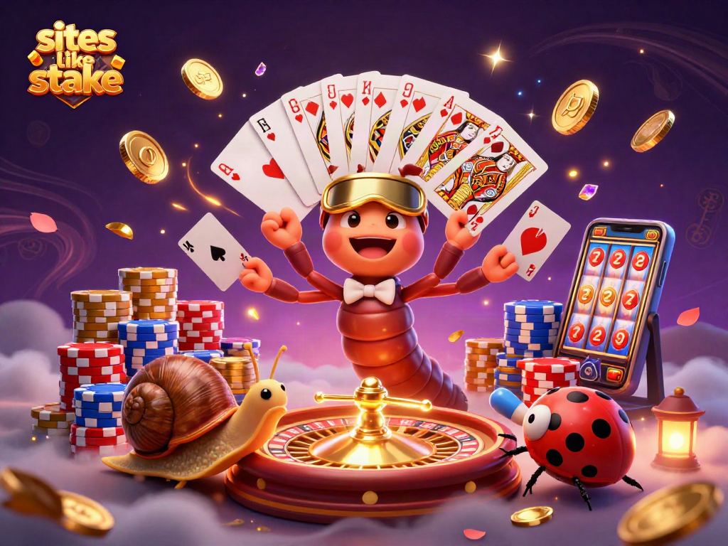 Experience sites like stake with thrilling gameplay, majestic winnings and colorful characters in a vibrant casino scene.