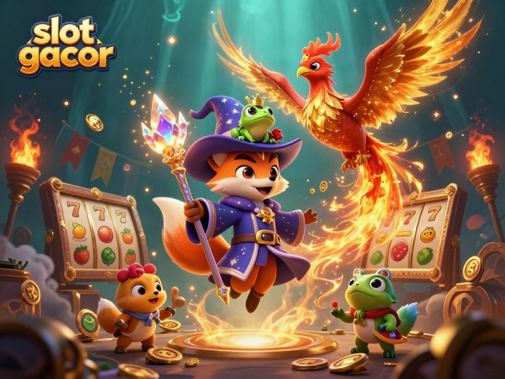 Experience thrilling wins with slot gacor gameplay alongside magical characters and vibrant casino elements.