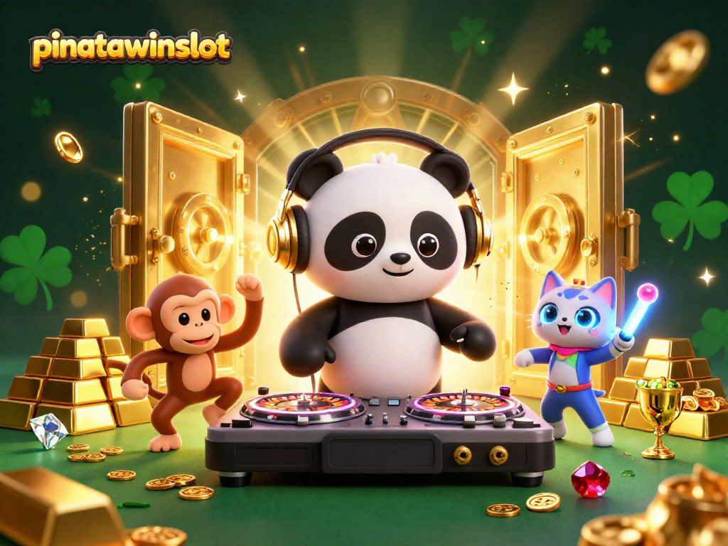 Join the excitement of pinatawinsslot with a lively DJ panda and dynamic characters unleashing vibrant casino fun.