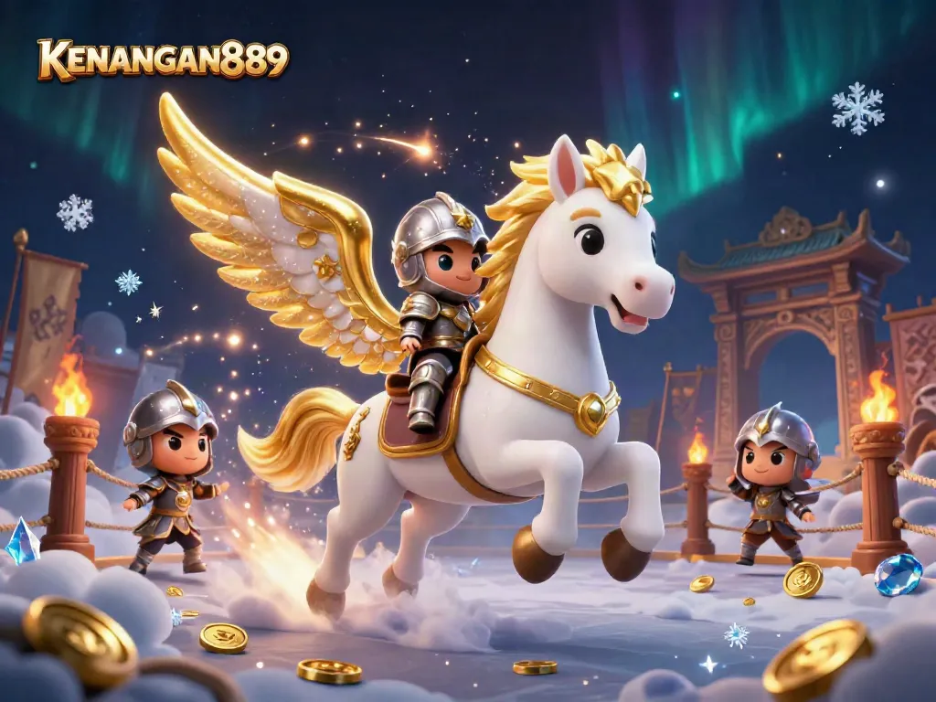 Enter exciting gameplay with KENANGAN889 as a celestial horse and knight illuminate the betting arena.
