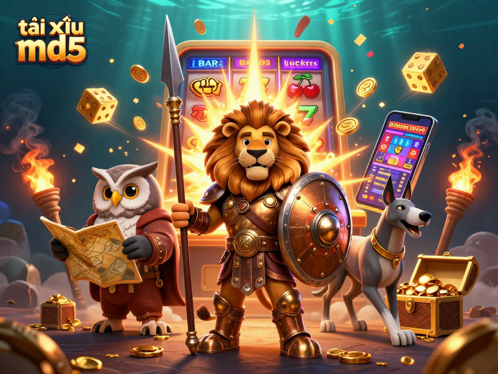 Engage in exciting gameplay with tài xỉu md5 featuring dynamic characters and vibrant casino elements.