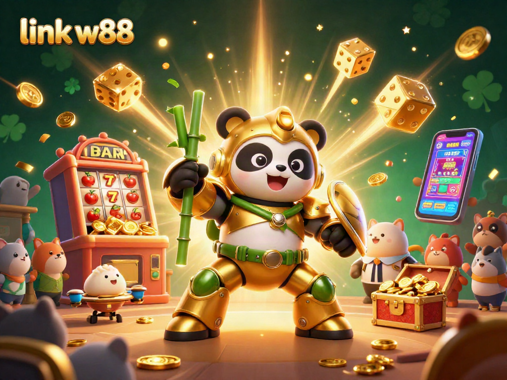 Experience the excitement of link w88 with a vibrant 3D casino scene featuring animated characters and dynamic game elements.